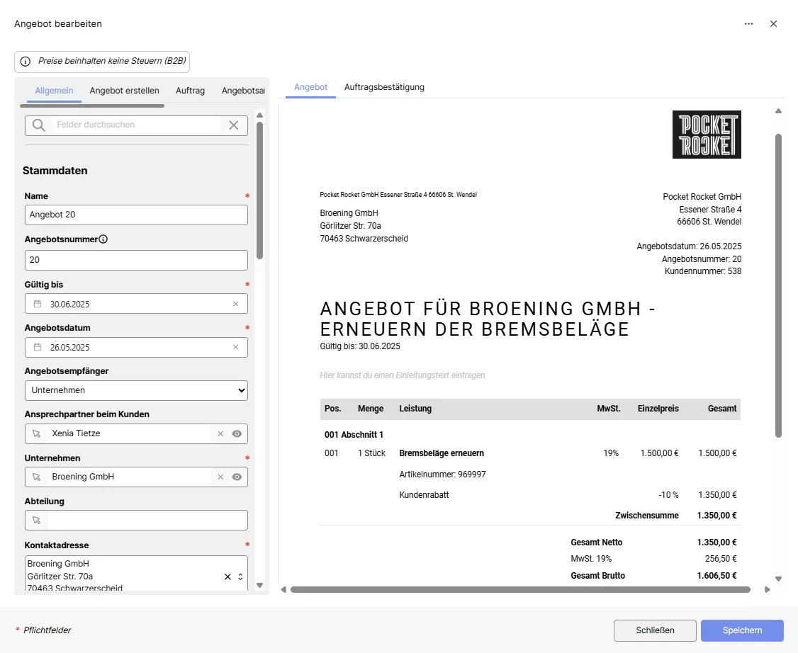 NYO Angebot im individuellen Corporate Design mit Firmenlogo
